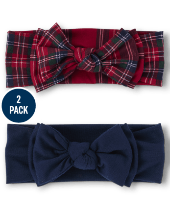 Baby Girls Plaid Bow Headwrap 2-Pack