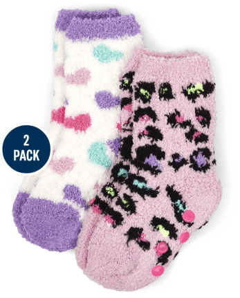 Toddler Girls Leopard Cozy Socks 2-Pack - MULTI | The Children's Place CA