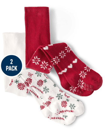 Toddler Girls Christmas Tights 2-Pack