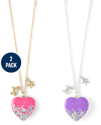 Girls Unicorn Heart BFF Locket Necklace 2-Pack