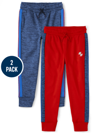 Boys Active Side Stripe Performance Jogger Pants 2-Pack