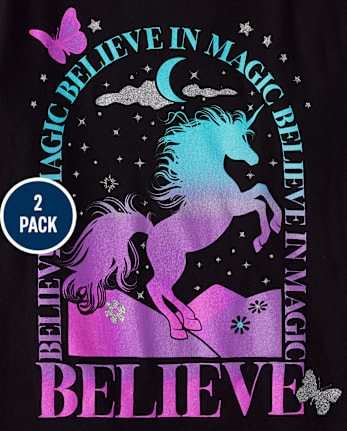 Pack de 2 camisetas con estampado de unicornio Love de Girls