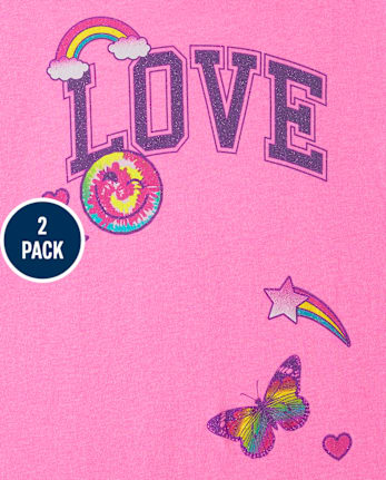 Pack de 2 camisetas con estampado de unicornio Love de Girls
