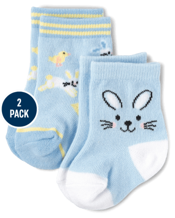 Pack de 2 calcetines midi con conejito para bebé niño