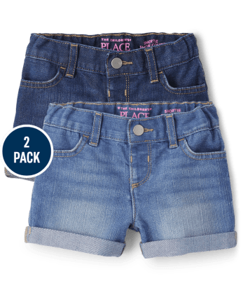 Shorts de mezclilla para bebés y niñas pequeñas, paquete de 2