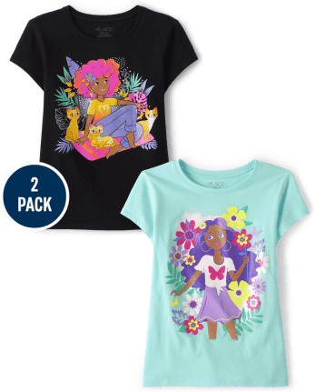 Lot de 2 t-shirts graphiques pour filles