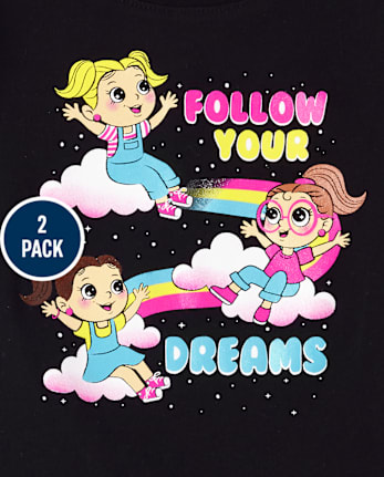 Paquete de 2 camisetas con estampado Dream Girl para bebés y niñas pequeñas