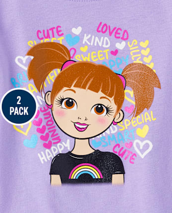 Paquete de 2 camisetas con estampado Dream Girl para bebés y niñas pequeñas
