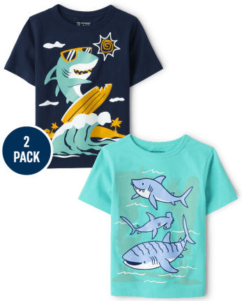 Baby And Toddler Boys Shark Graphic Tee 2-Pack