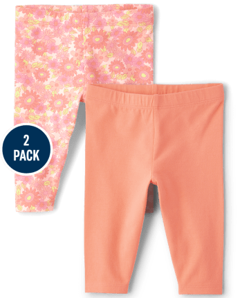 Toddler Girls Floral Capri Leggings 2-Pack
