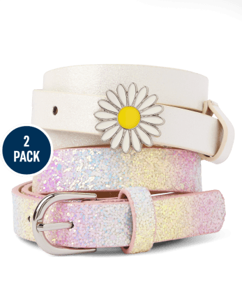 Girls Glitter Daisy Belt 2-Pack