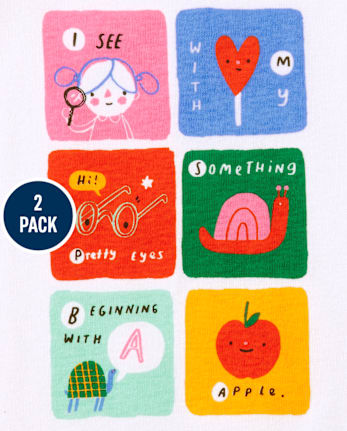 Pack de 2 pijamas de algodón ajustados Icon para bebés y niñas pequeñas