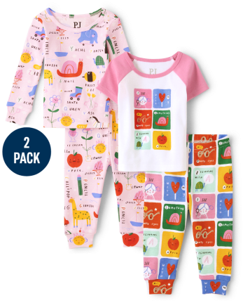 Baby And Toddler Girls Icon Snug Fit Cotton Pajamas 2-Pack