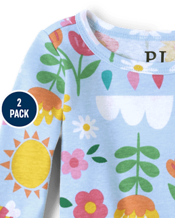 Baby And Toddler Girls Earth Snug Fit Cotton Pajamas 2-Pack