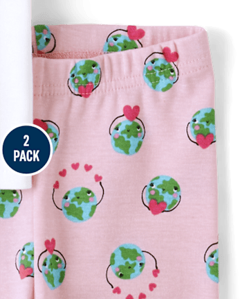 Baby And Toddler Girls Earth Snug Fit Cotton Pajamas 2-Pack