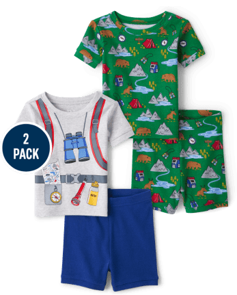 Lot de 2 pyjamas unisexes en coton ajustés pour bébé et tout-petit