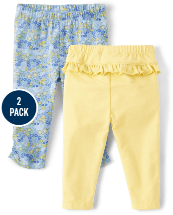 Baby Girls Floral Ruffle Pants 2-Pack