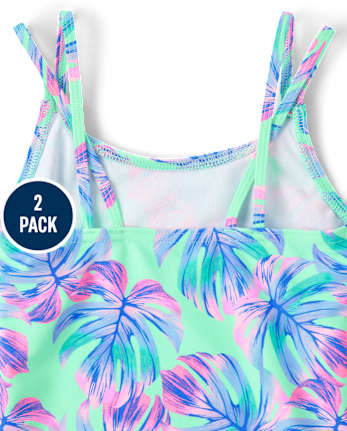 Girls Ombre Leaf 3-Piece Swimsuit