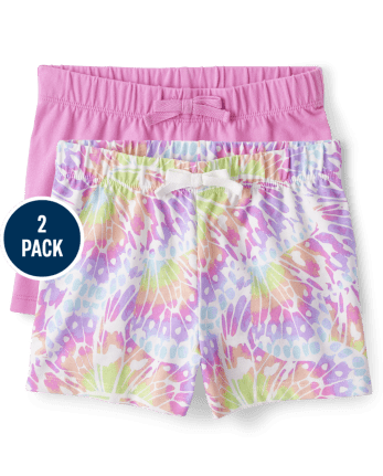 Girls Print Pull On Shorts 2-Pack