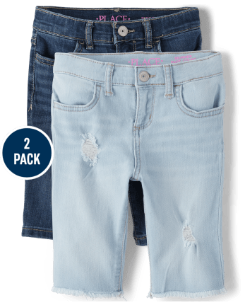 Girls Denim Skimmer Shorts 2-Pack