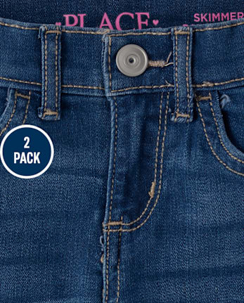 Girls Denim Skimmer Shorts 2-Pack