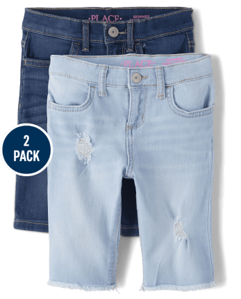 Girls Denim Skimmer Shorts 2-Pack