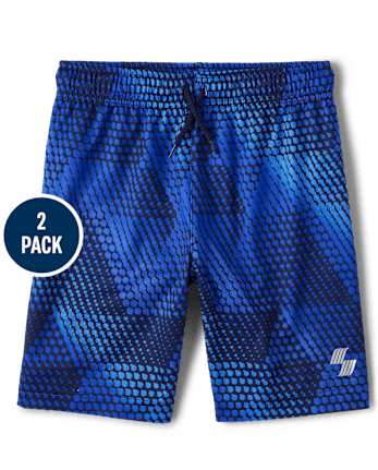 Paquete de 2 pantalones cortos de baloncesto de rendimiento de malla con estampado para niños