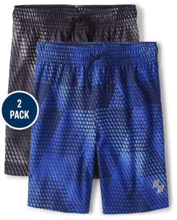 Boys Print Mesh Performance Basketball Shorts 2-Pack