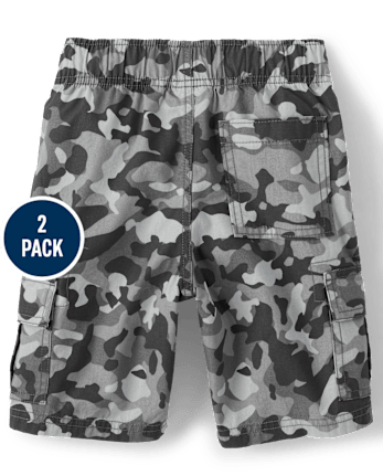 Pack de 2 pantalones cortos tipo cargo de camuflaje para niño