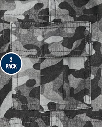 Pack de 2 pantalones cortos tipo cargo de camuflaje para niño