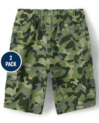 Pack de 2 pantalones cortos tipo cargo de camuflaje para niño