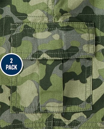 Pack de 2 pantalones cortos tipo cargo de camuflaje para niño