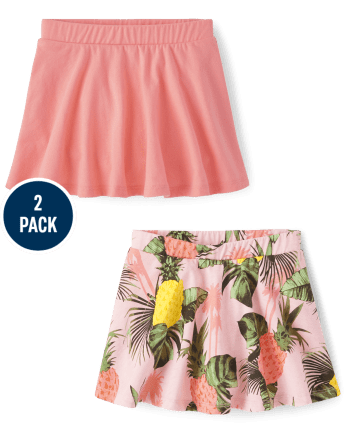 Falda pantalón de piña para niñas pequeñas, paquete de 2
