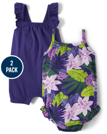 Pack de 2 mamelucos florales para bebé niña