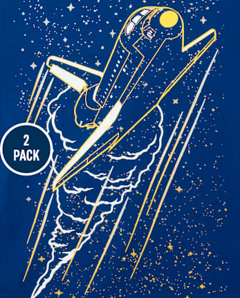Camiseta con estampado espacial para niño, paquete de 2 - MULTI CLR