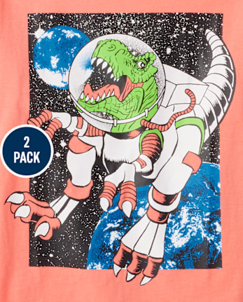 Camiseta con estampado espacial para niño, paquete de 2 - MULTI CLR