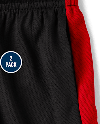 Paquete de 2 pantalones cortos de baloncesto de rendimiento de malla con estampado para niños