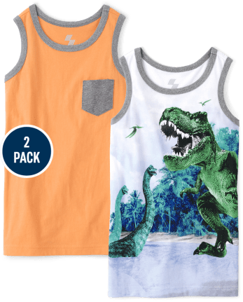 Boys Dino Pocket Tank Top 2-Pack