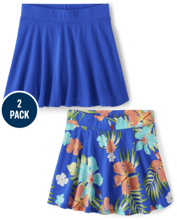 Pack de 2 falda pantalón tropical para niñas