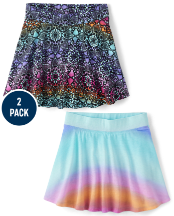 The Children's Place Girls' Pull On Everyday Skorts 2 Pack, Cool Cobalt 2- Pack, X-Small - View #9