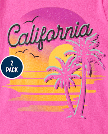 Camiseta con gráfico de playa para niñas, paquete de 2