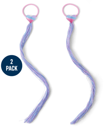 Extensiones de cabello con forma de corazón y purpurina para niñas, paquete de 2