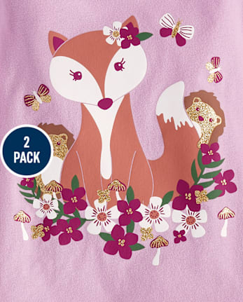 Toddler Girls Fox Flutter Top 2-Pack