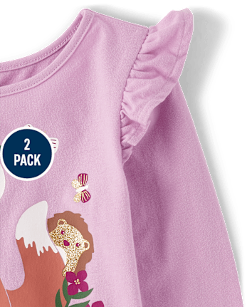 Toddler Girls Fox Flutter Top 2-Pack