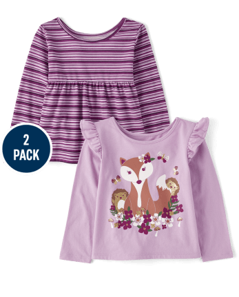 Toddler Girls Fox Flutter Top 2-Pack
