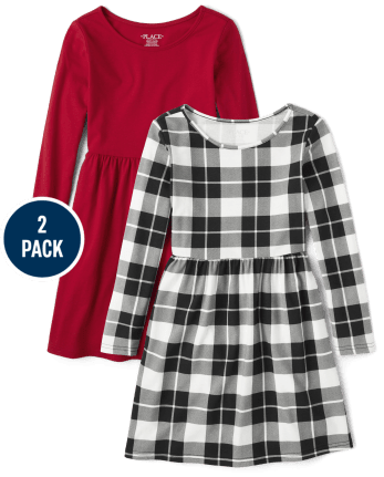 Girls Plaid Everyday Dress 2-Pack