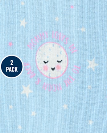 Baby And Toddler Girls Dreamer Snug Fit Cotton One Piece Pajamas 2-Pack
