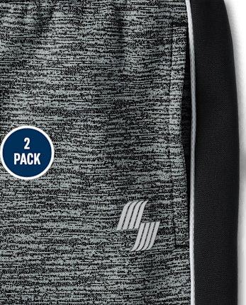 Boys Side Stripe Fleece Performance Jogger Pants 2-Pack