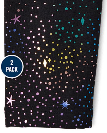 Girls Foil Fleece-Lined Leggings 2-Pack