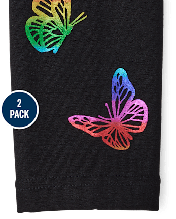 Girls Foil Fleece-Lined Leggings 2-Pack